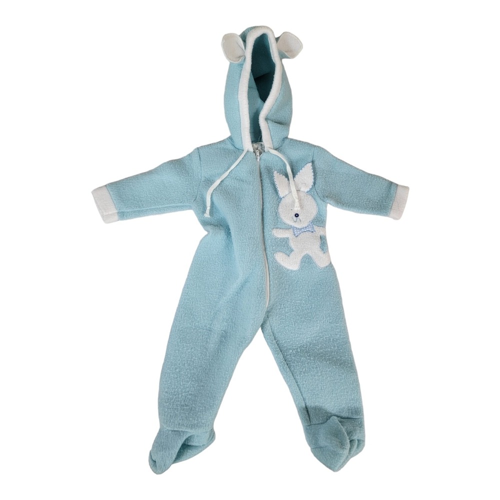 Vintage Infant Coverall One Piece Sleeper - Blue No Size Bunny‎ Easter Snow warm